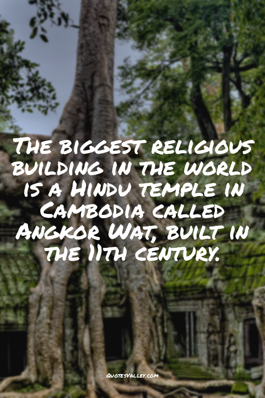 The biggest religious building in the world is a Hindu temple in Cambodia called...