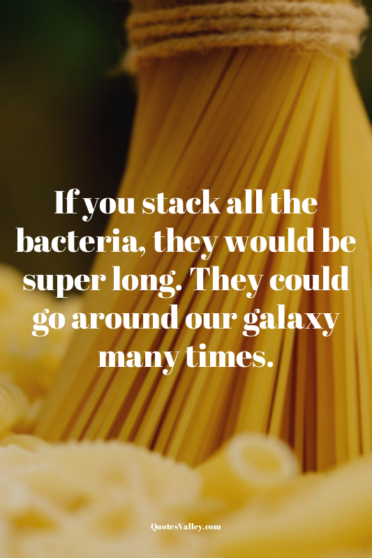 If you stack all the bacteria, they would be super long. They could go around ou...