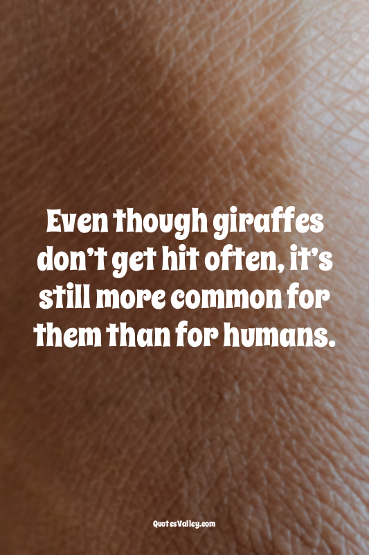 Even though giraffes don’t get hit often, it’s still more common for them than f...