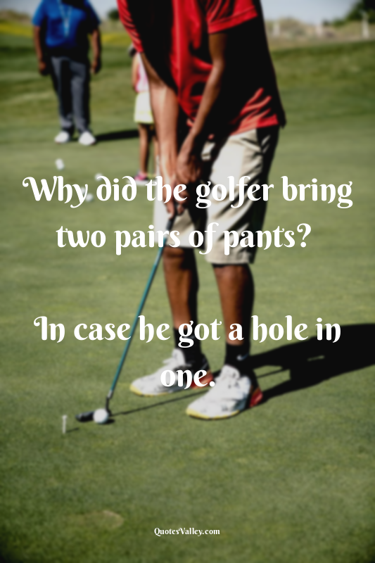 Why did the golfer bring two pairs of pants? 

In case he got a hole in one.