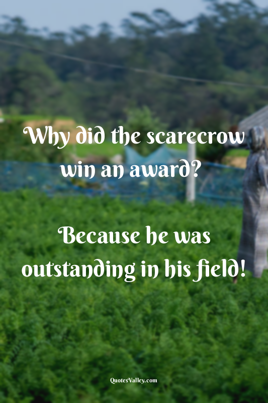 Why did the scarecrow win an award? 

Because he was outstanding in his field!