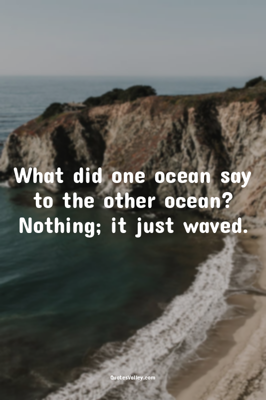 What did one ocean say to the other ocean?
Nothing; it just waved.