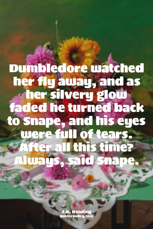 Dumbledore watched her fly away, and as her silvery glow faded he turned back to...