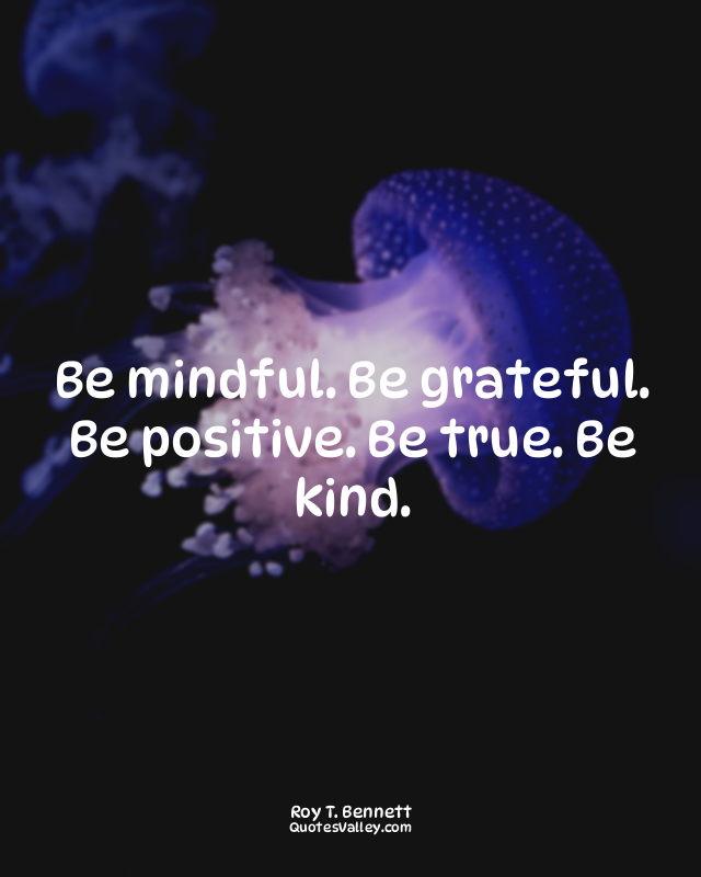 Be mindful. Be grateful. Be positive. Be true. Be kind.