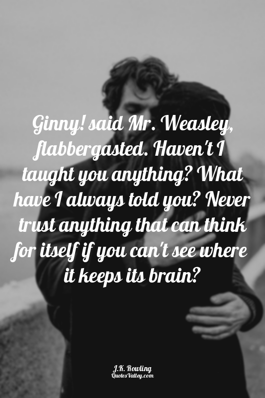 Ginny! said Mr. Weasley, flabbergasted. Haven't I taught you anything? What have...