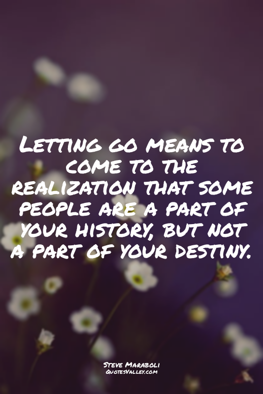 Letting go means to come to the realization that some people are a part of your...