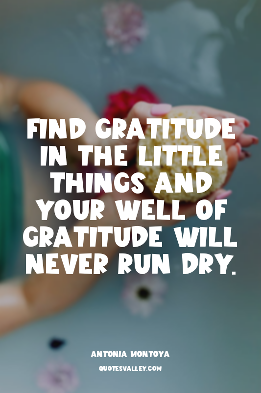 Find gratitude in the little things and your well of gratitude will never run dr...