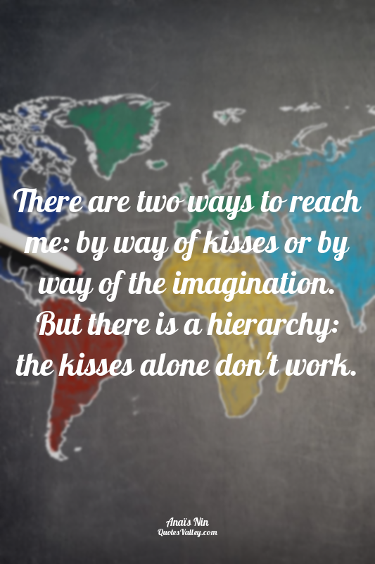 There are two ways to reach me: by way of kisses or by way of the imagination. B...