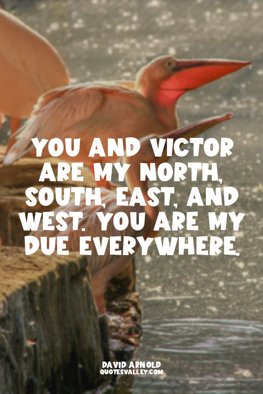 You and Victor are my North, South, East, and West. You are my Due Everywhere.
