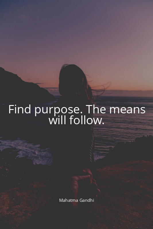Find purpose. The means will follow.