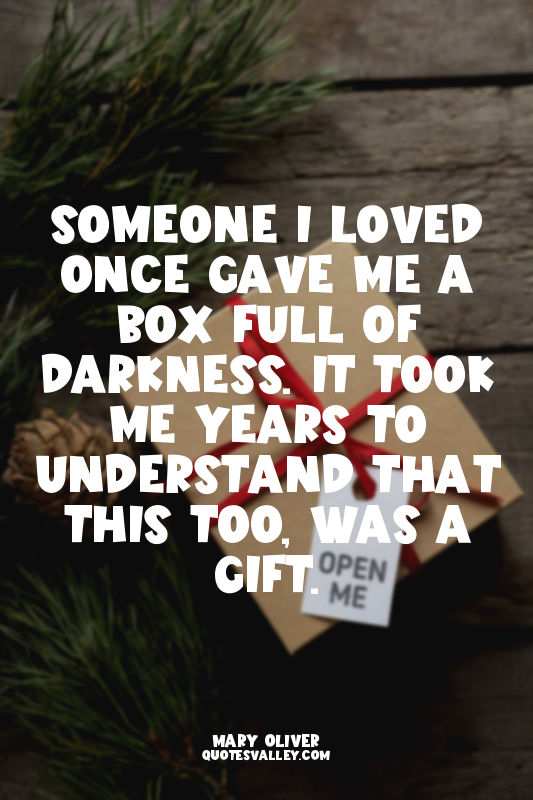 Someone I loved once gave me a box full of darkness. It took me years to underst...