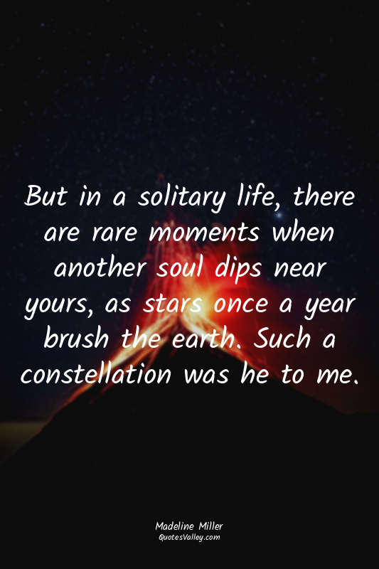 But in a solitary life, there are rare moments when another soul dips near yours...