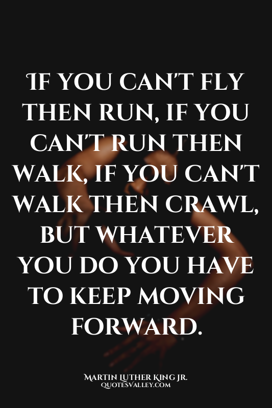 If you can't fly then run, if you can't run then walk, if you can't walk then cr...