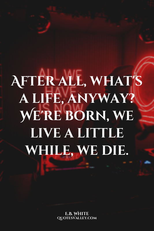 After all, what's a life, anyway? We're born, we live a little while, we die.
