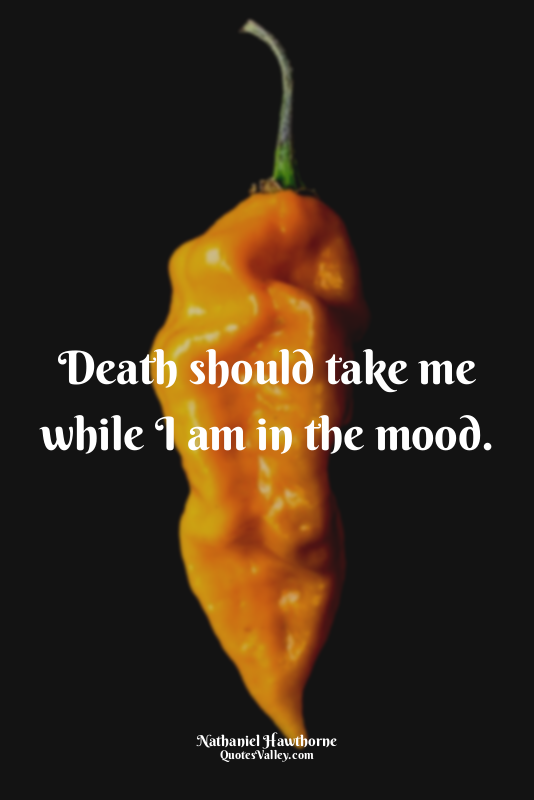 Death should take me while I am in the mood.