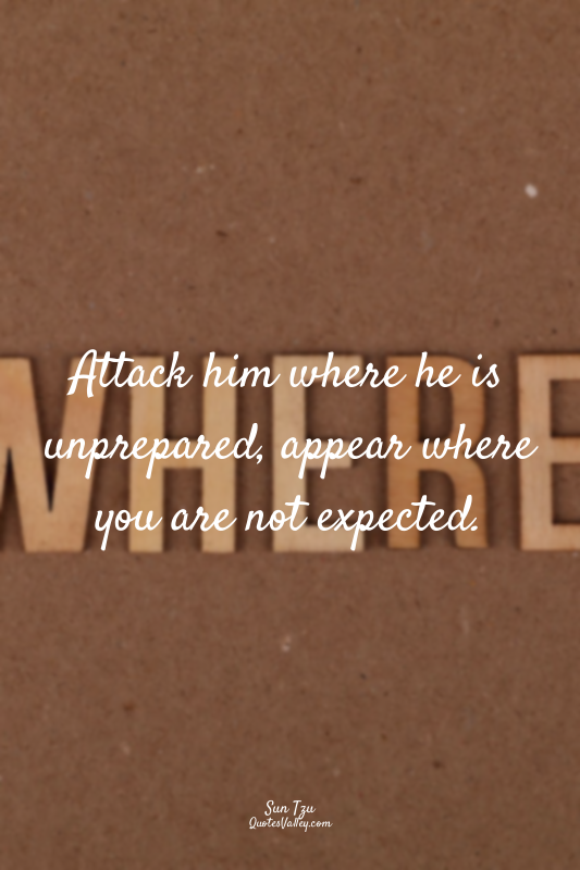 Attack him where he is unprepared, appear where you are not expected.