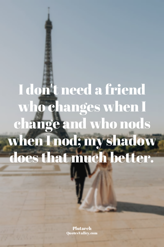 I don't need a friend who changes when I change and who nods when I nod; my shad...