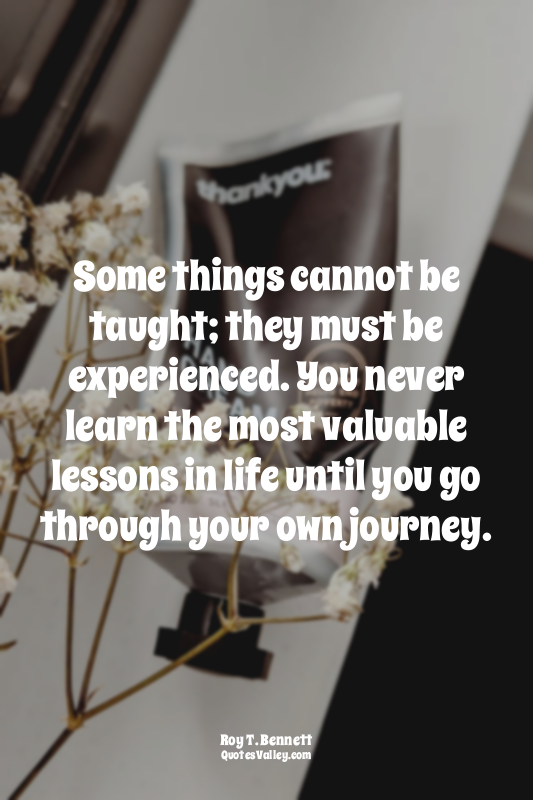 Some things cannot be taught; they must be experienced. You never learn the most...