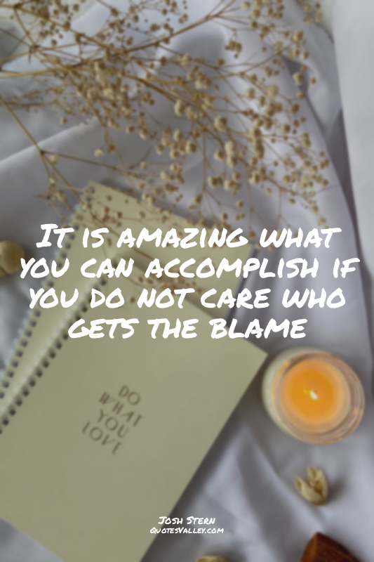 It is amazing what you can accomplish if you do not care who gets the blame