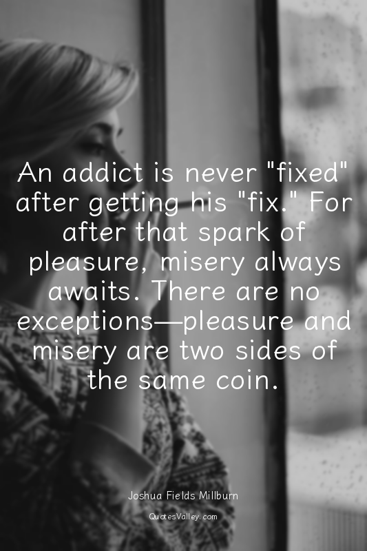 An addict is never "fixed" after getting his "fix." For after that spark of plea...