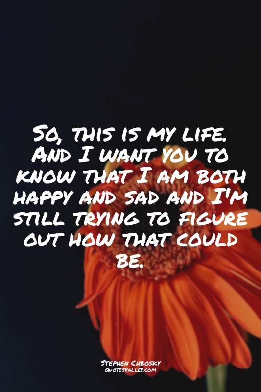 So, this is my life. And I want you to know that I am both happy and sad and I'm...