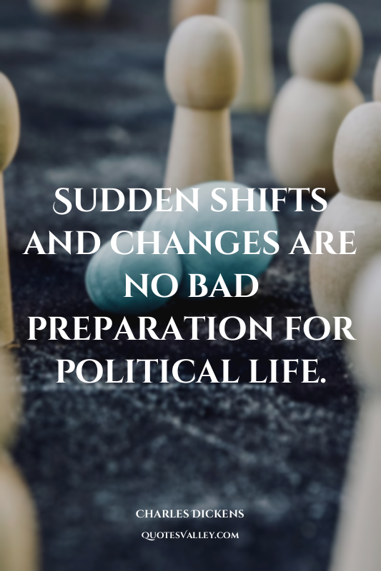 Sudden shifts and changes are no bad preparation for political life.