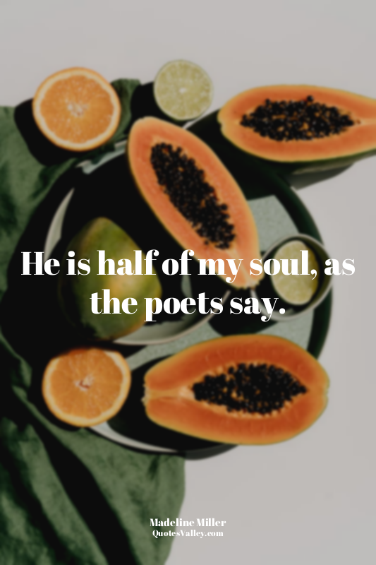 He is half of my soul, as the poets say.