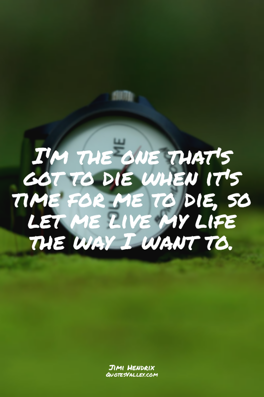 I'm the one that's got to die when it's time for me to die, so let me live my li...