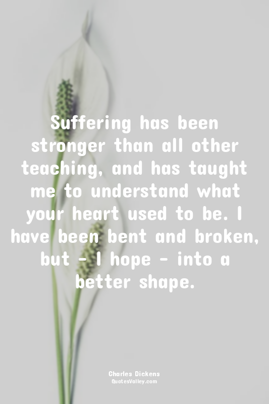 Suffering has been stronger than all other teaching, and has taught me to unders...