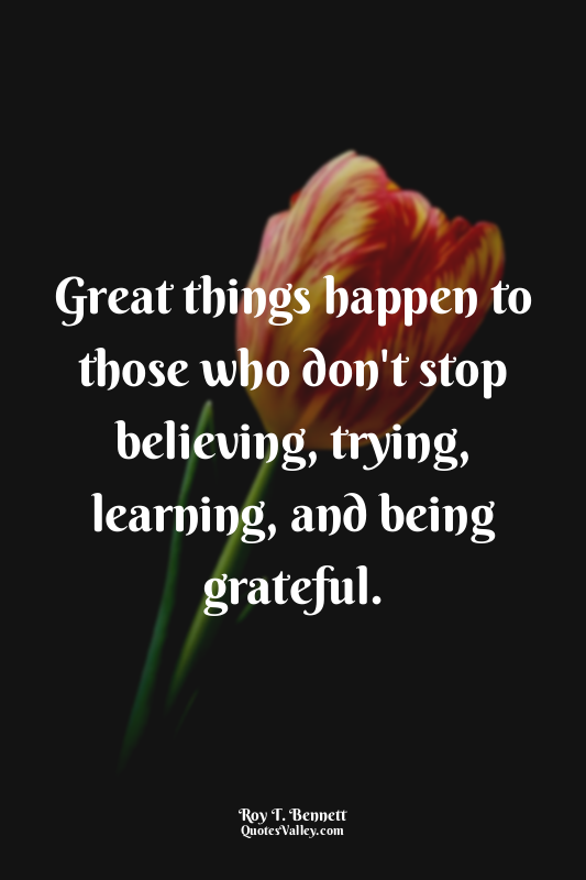 Great things happen to those who don't stop believing, trying, learning, and bei...