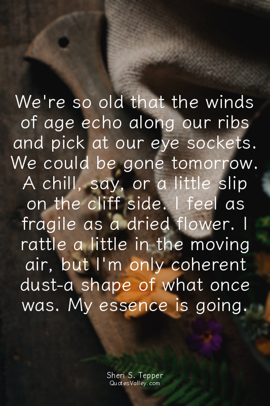 We're so old that the winds of age echo along our ribs and pick at our eye socke...