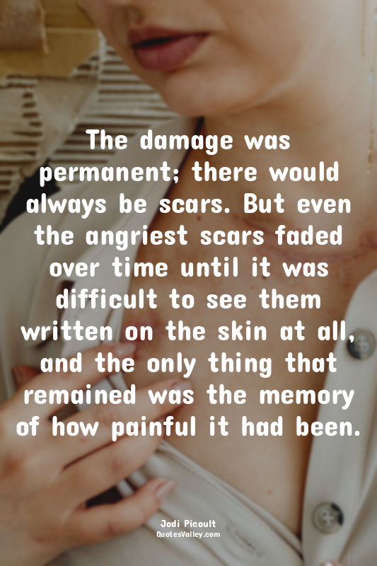 The damage was permanent; there would always be scars. But even the angriest sca...