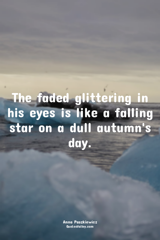 The faded glittering in his eyes is like a falling star on a dull autumn's day.