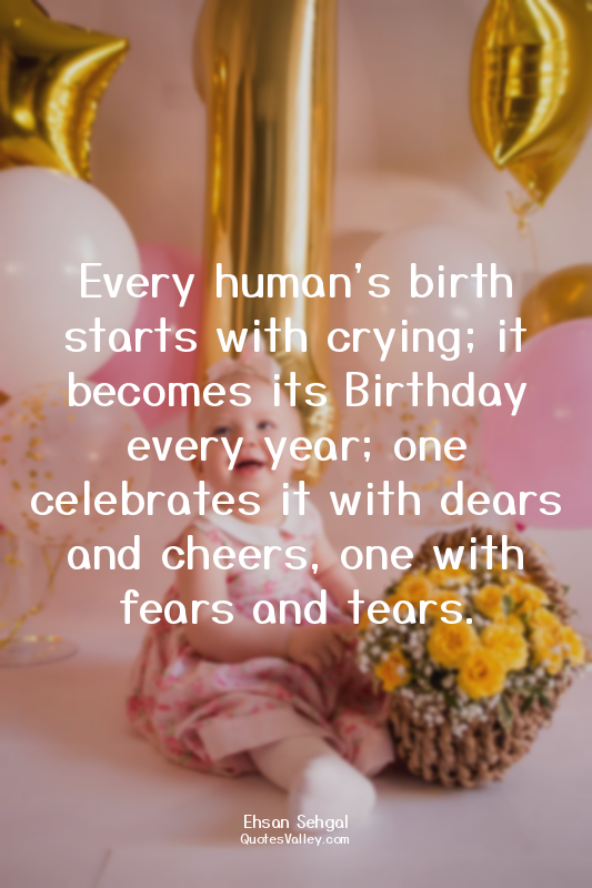Every human's birth starts with crying; it becomes its Birthday every year; one...