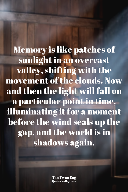 Memory is like patches of sunlight in an overcast valley, shifting with the move...