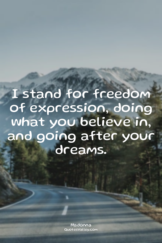 I stand for freedom of expression, doing what you believe in, and going after yo...