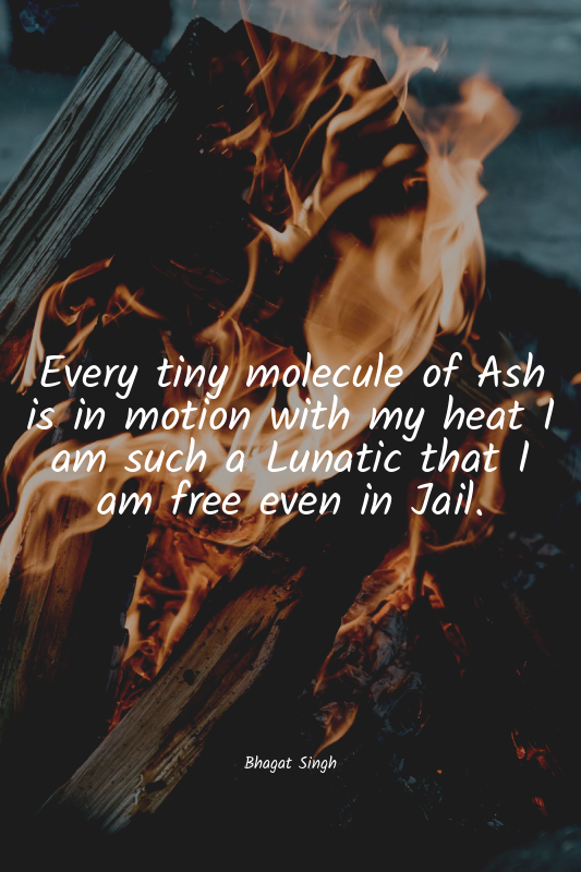 Every tiny molecule of Ash is in motion with my heat I am such a Lunatic that I...