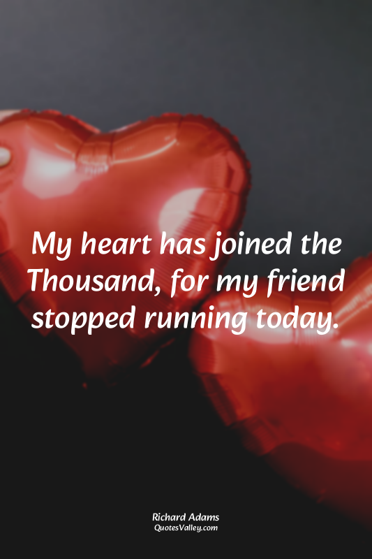 My heart has joined the Thousand, for my friend stopped running today.