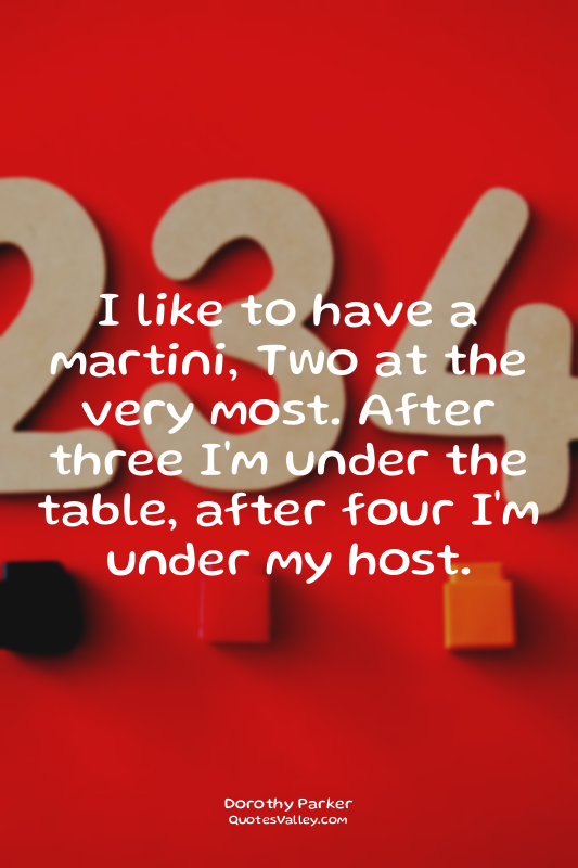 I like to have a martini, Two at the very most. After three I'm under the table,...