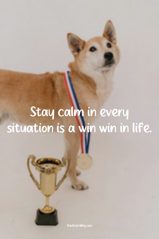 Stay calm in every situation is a win win in life.