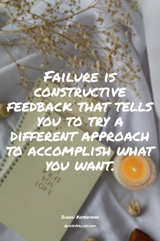 Failure is constructive feedback that tells you to try a different approach to a...
