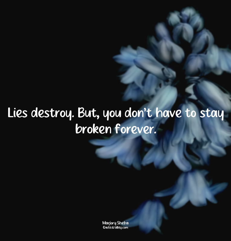 Lies destroy. But, you don’t have to stay broken forever.