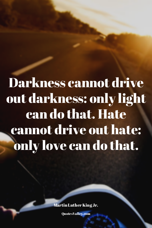 Darkness cannot drive out darkness: only light can do that. Hate cannot drive ou...