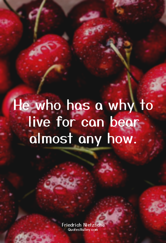 He who has a why to live for can bear almost any how.