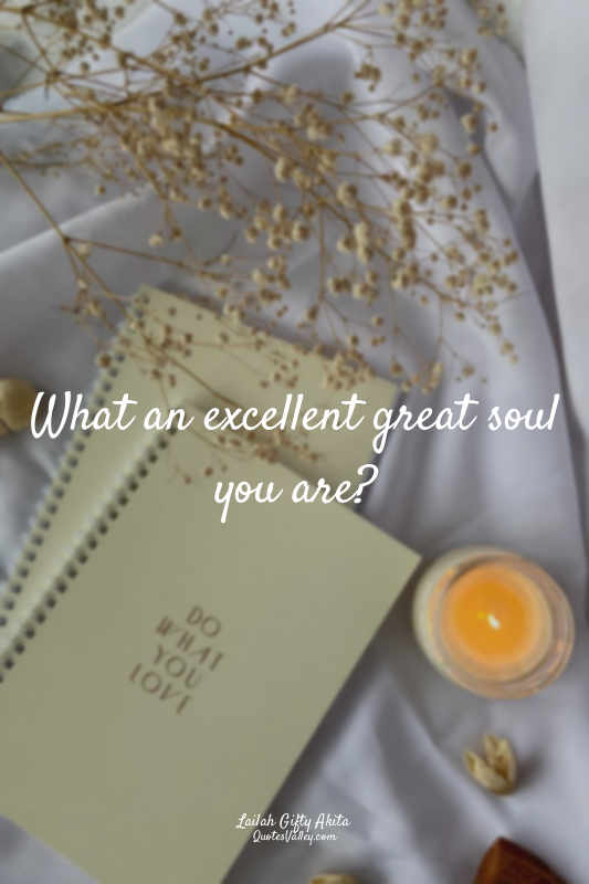 What an excellent great soul you are?