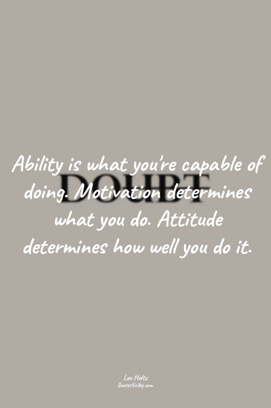 Ability is what you're capable of doing. Motivation determines what you do. Atti...