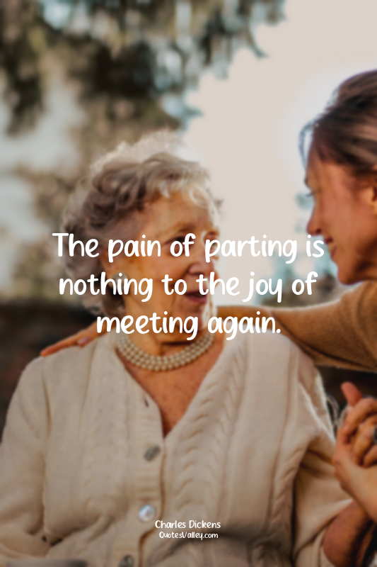 The pain of parting is nothing to the joy of meeting again.