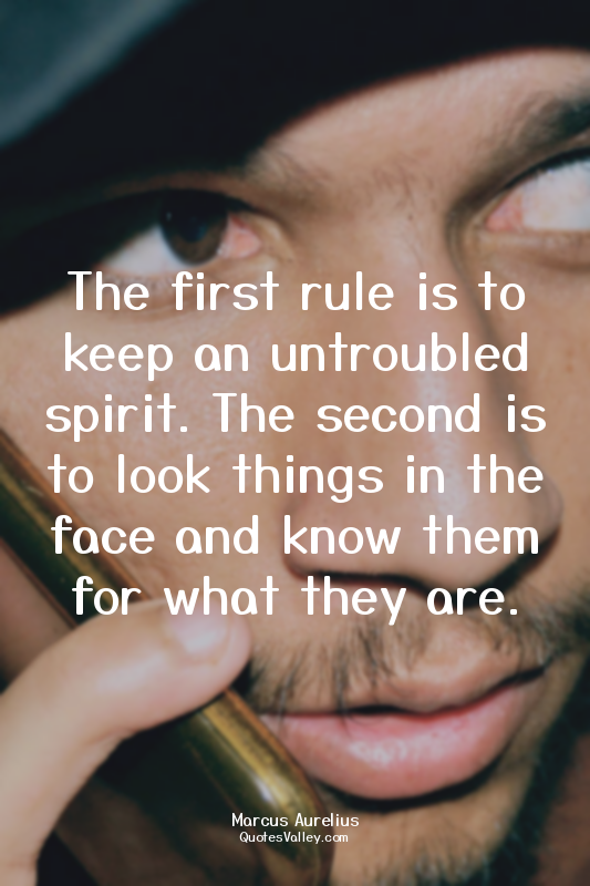 The first rule is to keep an untroubled spirit. The second is to look things in...