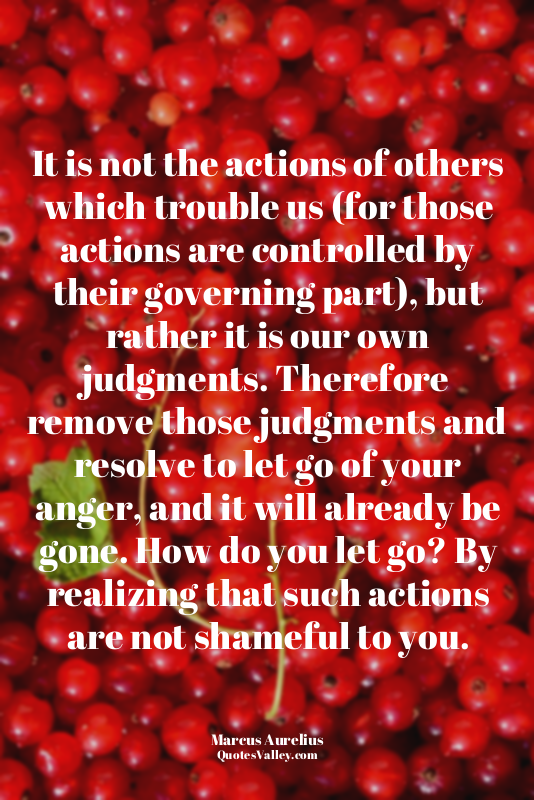 It is not the actions of others which trouble us (for those actions are controll...