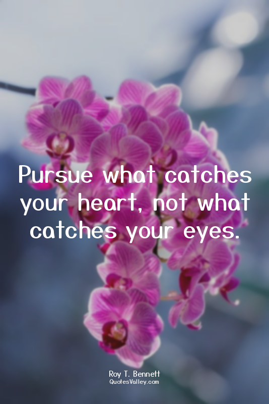 Pursue what catches your heart, not what catches your eyes.